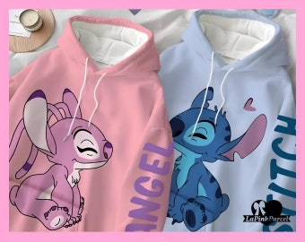 stitch and angel matching hoodies - couples matching hoodies, matching gifts, gifts for her, cute hoodies