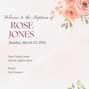 Greek Orthodox Baptism Program - pink floral