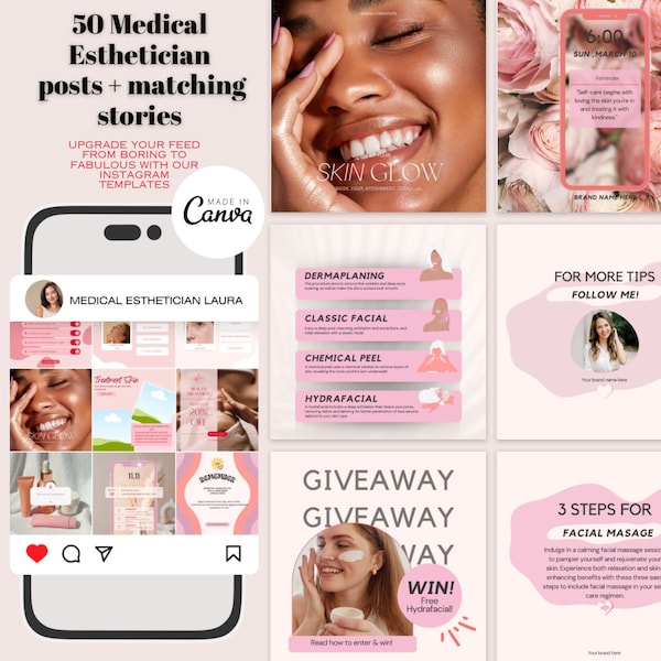 Kosmetikerin Instagram Posts Kosmetikerin Instagram Templates Social Media Kosmetikerin Branding Paket DIY Kosmetikin Story Covers