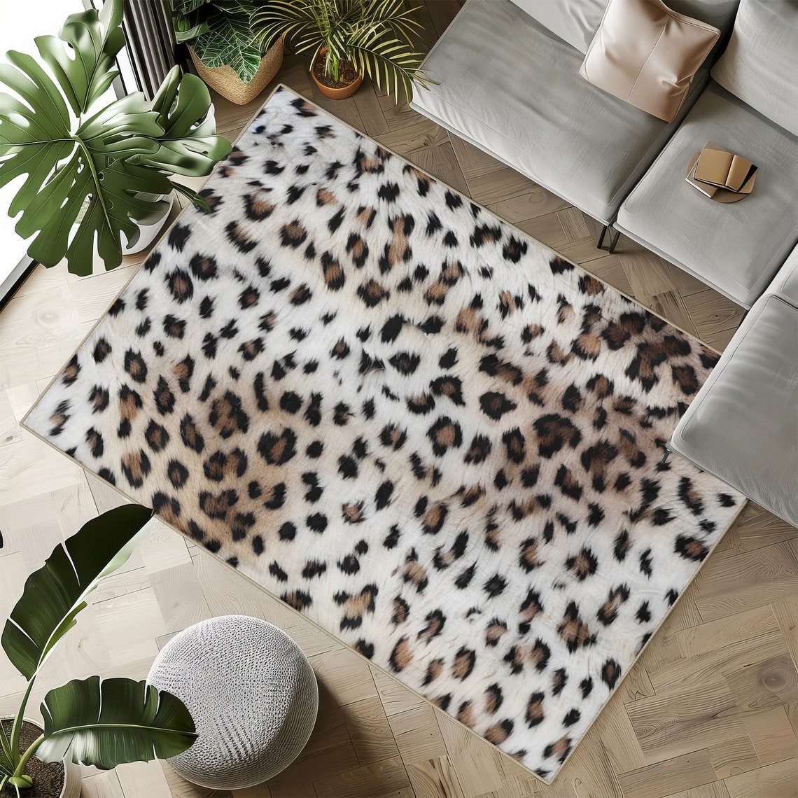 Large Leopard Rug, Animal Print Area Carpet, Eclectic Room Decor ...