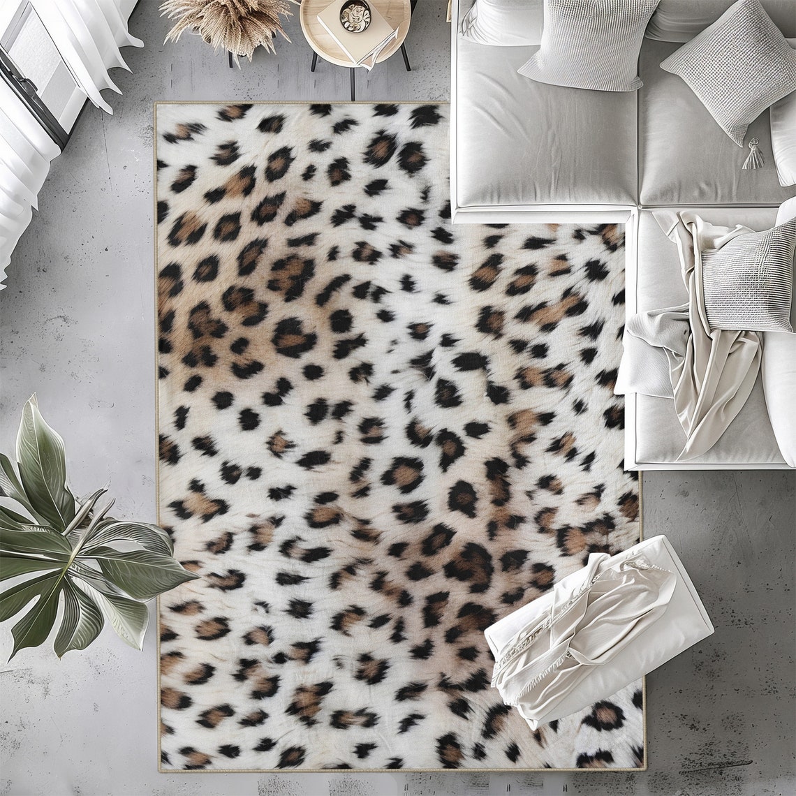 Large Leopard Rug, Animal Print Area Carpet, Eclectic Room Decor ...