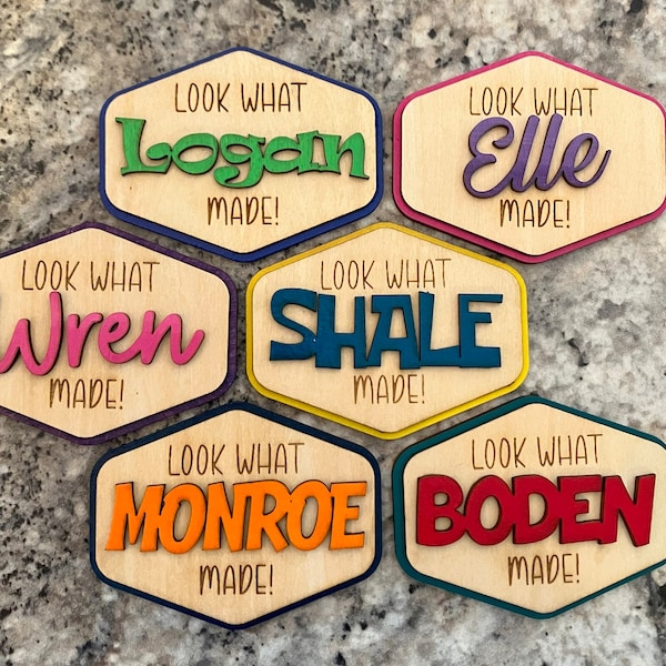 Look What I Made Magnet - Kids Personalized Magnet - Refrigerator Magnets - Kids Artwork Display - Custom Wood Magnet - Kids Gift