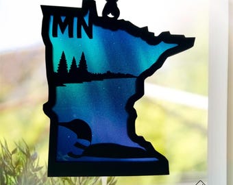 Minnesota Loon Sun Catcher | Northern Lights Window Ornament