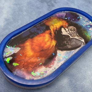 Watercolor Macaw Parrot Oval Trinket Dish, great for soap, change, jewelry or as stand alone decor