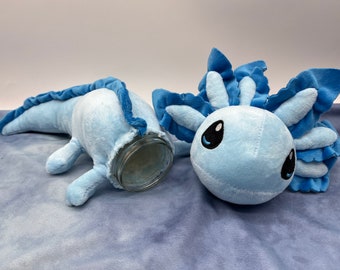 Pink Axolotl Stash Jar Plush, Upcycled Stuffed Animal, 8oz Glass Jar ...