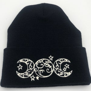 Triple Moon Beanie, Embroidered