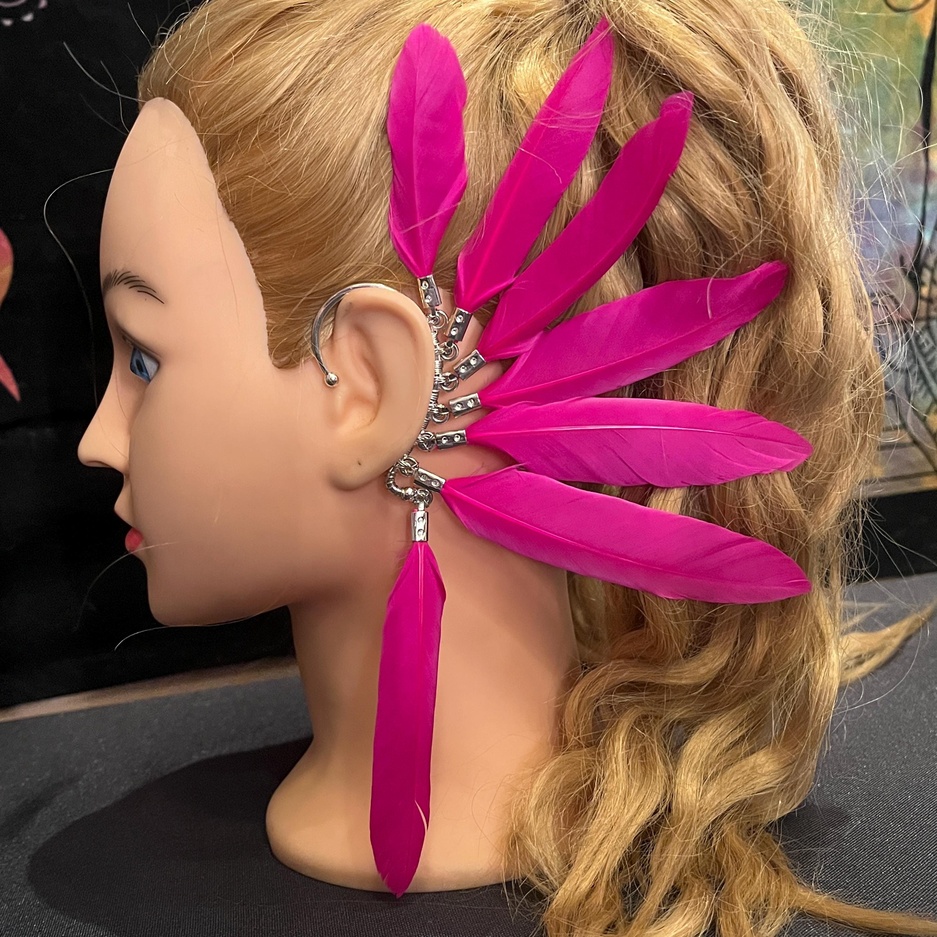 Pink Feather Ear Cuff - Etsy