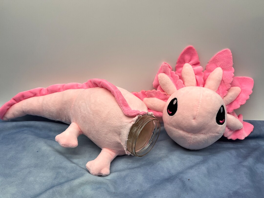 Pink Axolotl Stash Jar Plush Upcycled Stuffed Animal 4oz or - Etsy