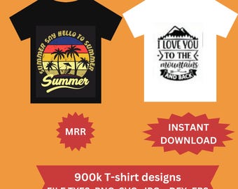 Pacote Mega de Design de Camisetas com mais de 900 mil | MRR | Bom para sua Impressão sob Demanda | Designs de Camisetas Mais Vendidos | BÔNUS: 186 Mockups de Listagem Etsy