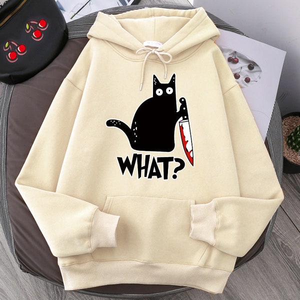 Sweats à capuche Tueur Chat Noir Surpris Mâle