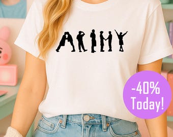 Custom BTS Army T-Shirt: Kpop Merch, Jungkook, Namjoon, Suga, Taehyung, Jin, Jimin + Free Stickers