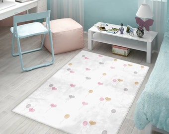 Tapis pour enfant coeur rose, tapis pour chambre d'enfant, joli tapis pour enfant ballon, joli tapis pour la maternelle, tapis de jeu pour la maternelle, tapis pour chambre de bébé, teppich bébé doux