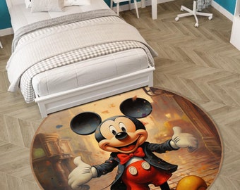 Red Mickey Mouse Rug, Cute Mickey Mouse Rug, Kids Playroom Mats, Round Nursery Rug, Red Kids Rug, Custom Kids Rug, Mickey Mouse Carpet, Gift