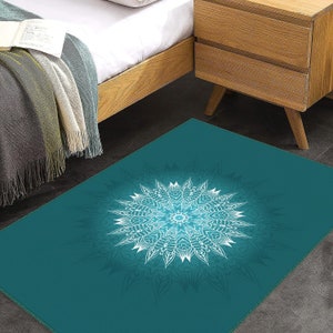 Soft Mandala Carpets, Geometric Floor Carpet, Yoga Mat, Green Mandala Rug, Meditation Mat, Mandala Living Room Carpet, Yoga Rug, Custom Gift