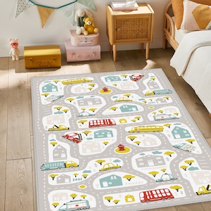 Straßgemusterter Kinderteppich, Kinderzimmerteppich, Autokinderteppich, Krabbeldecke, Straßteppich, Kinderteppich, Weicher Babyteppich, Spielteppich