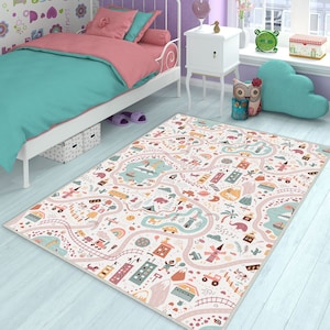 Stadt Teppich, Kinderteppich, gemusterter Kinderteppich, Spielteppich Teppich, Spielteppich Teppich, Spielteppich Teppich, Spielteppich Teppich