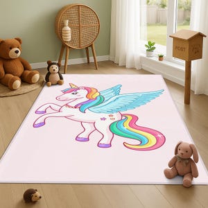 Tappeti rosa per la sala giochi, tappeto per bambini con unicorno, tappeto antiscivolo rosa, tappeto rosa per la cameretta delle bambine, tappeto lavabile per neonati con unicorno, morbido tappeto antiscivolo per bambini