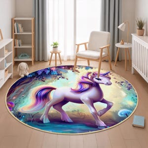 Rainbow Unicorn Kids Carpet, Pink Unicorn Rug, Washable Kids Rug, Unicorn Nursery Rug, Unicorn Baby Carpet, Magical Unicorn Kids Room Rug