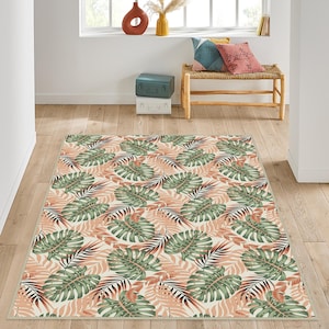 Green Area Rug,Tropical Area Rug,Exotic Runner Rug,Green Leaf Rug, Garden Rug,Plant Theme Rug,Garden Pattern Rug,Naturel Home Decoration Rug