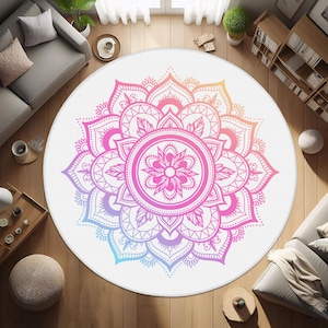 Mandala Round Carpet, Geometric Floor Mat, Yoga Mat, Mandala Traditional Rugs, Meditation Mat, Living Room Rugs, Mandala Carpet, Pilates Mat
