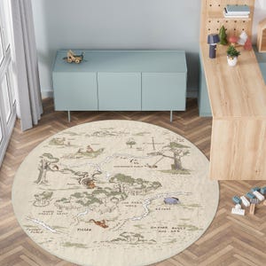 Märchen Woodland Teppich, Winnie Grip Backing Teppich, Waschbarer Überwurf Teppich, Cartoon Karte Pooh Zeltläufer, Beige Eingangsmatte, Pooh Map Teppich