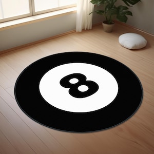 Billiard Ball Rug, 8 Ball Rug, Round Rug, Billiard Ball Rug, Living Room Rug, Custom Rug, Personalized Rug, Eight Ball Rug, Billiards Rug