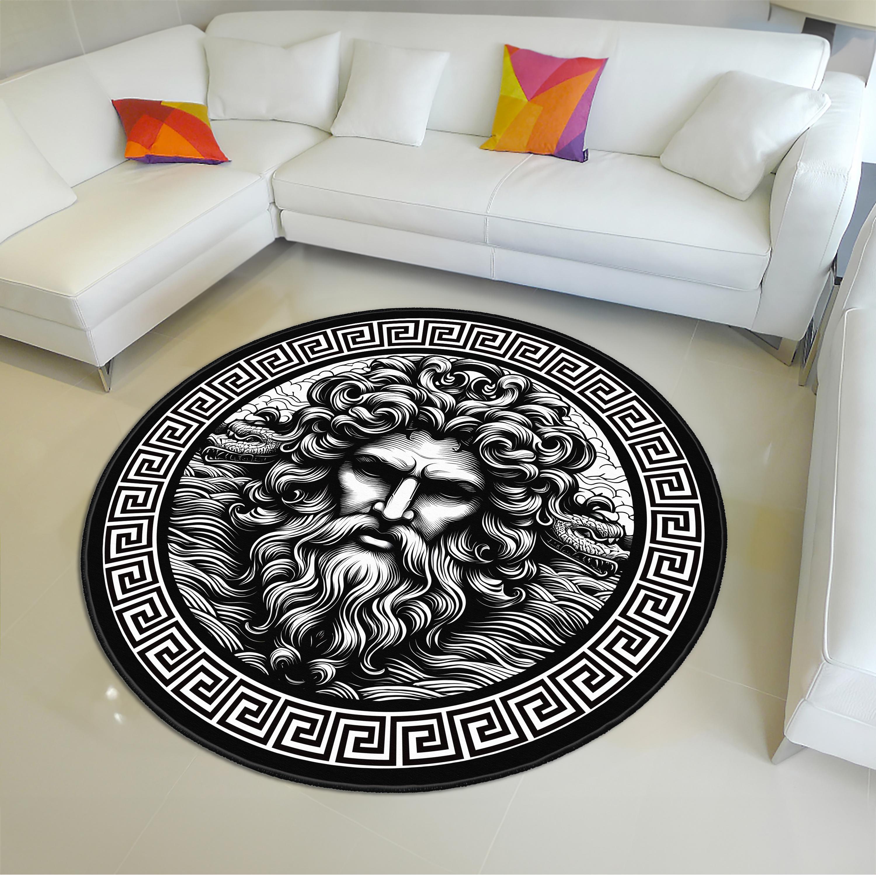 Greek Mythology Rug, Zeus Rug, Greek God Round Carpet, Ancient Greek ...