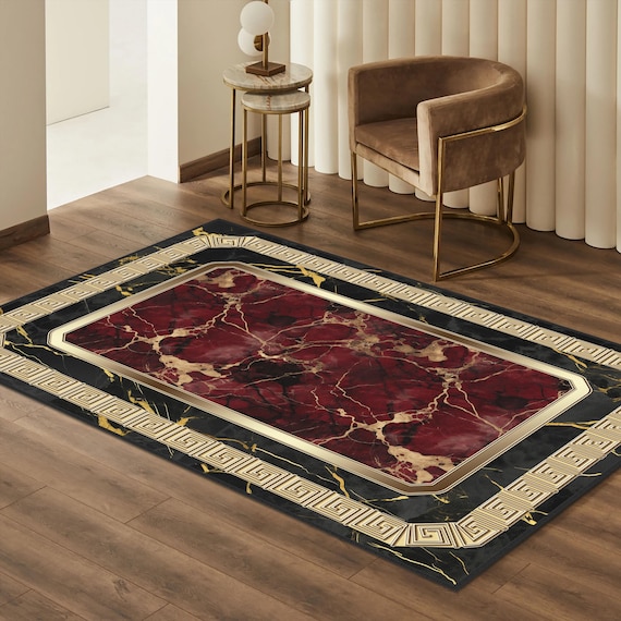 Marble Patterned Carpet, Modern Carpet, Burgundy Area Rugs, Black Carpet, Marble Patterned Rug, Living Room Rug, Mahroon Colour Carpet, Gift
