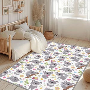 Kinderteppich mit Koala-Muster, Kinderteppich, Spielmatte mit Blumenmuster, Krabbeldecke, Babyteppich, Kinderteppich, Kinderteppich, Kinderteppich, Kinderteppich, Babyteppich