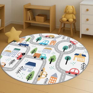 Straße gemusterte Kinder Teppiche, Runde Kinder Spielzimmer Matte, Bunte Auto Straßenkarte Design Kinder Teppich, Weiche Waschbar Kleinkind Matte, Auto Desing Baby Teppich