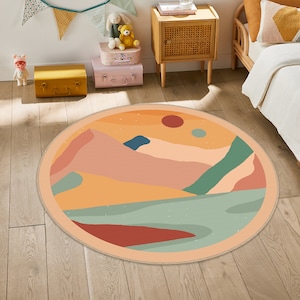 Mountain Theme Kids Decor Rug,Mountain Range Rug,Kids Floor Rug, Mountain Graphic Kids Rug, Kids Room Decor,Mountains Area Rug,Boho Kids Rug