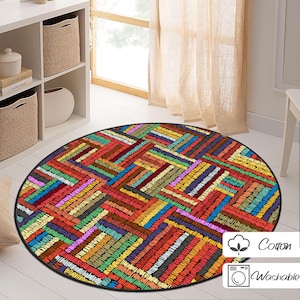 Colourful Circle Rug, Colourful Large Rug, Patio Round Rug, Bedroom Circle Rug, Geometric Rug, Contemporary Rug, Coustal Rug, Movie Room Rug