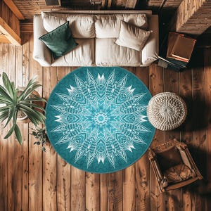 Mandala Round Carpet, Geometric Floor Mat, Yoga Mat, Mandala Traditional Rugs, Meditation Mat, Living Room Rugs, Mandala Carpet, Pilates Mat