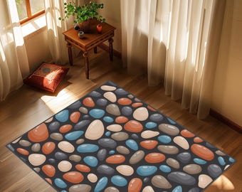 Geometric Rug,Rainbow Rug, Modern Rug, Aesthetic Rug, Home Rug, Area Rug, Living Room Rug, Bedroom Rug,Runner Rug, Colored Stone Pattern Rug