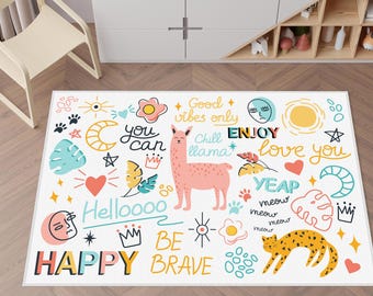 Rainbow Patterned Kids Rug,Crawling Mat,Baby Rug,Scandinavian Nursery Rug,Boho Rainbow Playroom Carpet,Colorful Kids Room Rug,Baby Room Gift