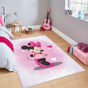 Minnie Maus Teppich, Süßer Minnie Teppich, Baby Mädchen Spielzimmer Matte, Kinderzimmer Teppich, Rosa Kinderteppich, Micky Maus Teppich, Süßer Kinderteppich, Rosa Babyteppich, Geschenk