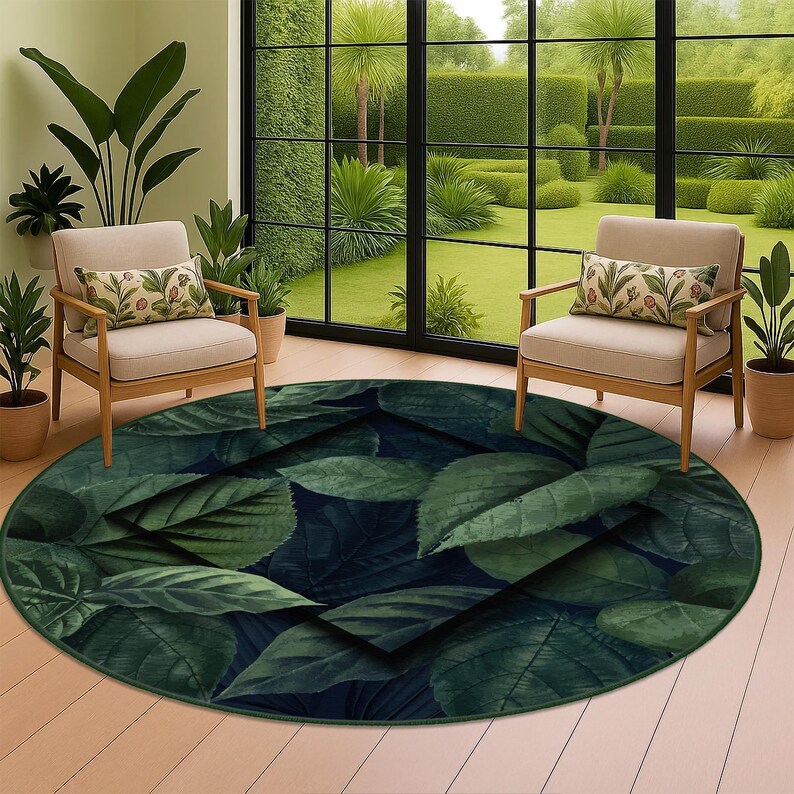 Exotic Leaf Rug, Botanical Leaves Rug, Plant Paradise Non-slip Carpet ...