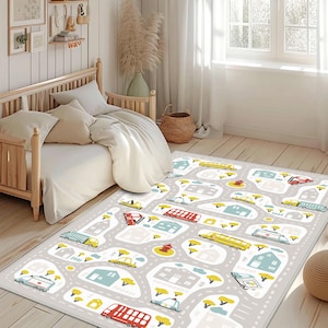 Straßgemusterte Kinderteppiche, Kinderzimmerteppiche, Auto-Spielmatte, Kinderspielteppiche, Straße Krabbelteppich, Baby-Straßenteppiche, Kinderzimmerteppiche, Geschenk