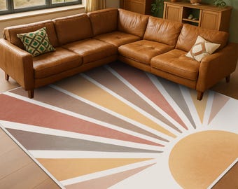 Sunshine Patterned Rug, Sunny Retro Design With Warm Tones Carpet