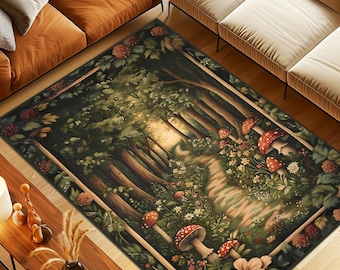 Mushroom Rug, Mushroom Flowers Rug, Mushroom Decor Rug, Mushroom Round Rug, Mushroom Area Rug, Mushroom Lovers Rug, Kitchen Rug, Nature Rug