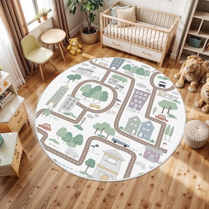 Tapijt voor kinderdagverblijven, autowegtapijt, zacht tapijt met stadskaart voor kinderen, antislip activiteitentapijt, tapijt voor verkeersspeelkamer, speelkamermat ontwerp met stadswegenkaart