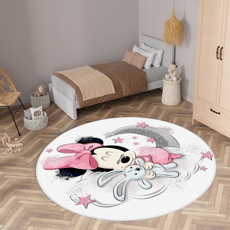 Baby Sleep Rug Minnie Mouse Rug,sleeping Minnie Rug,baby Girl Playroom Mat,washable ...