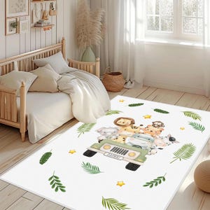 Teppich mit Löwen-Thema, Baby-Löwenteppich, Safari Krabbeldecke für Jungenzimmer, Rutschfester runder Teppich, Waschbarer Kinderteppich, Kleinkindteppich, Individueller Safari Teppich, Geschenk