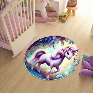 Regenbogen Einhorn Kinderteppich, Waschbarer Kinderteppich, Regenbogen Teppich, Einhorn Teppich, Spielmatte, Kinderzimmer Teppich