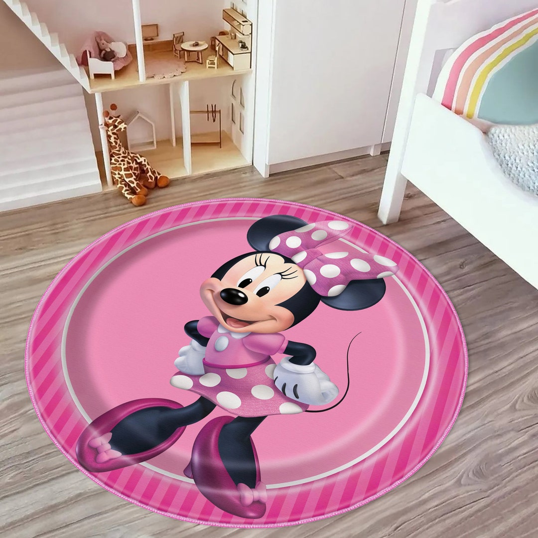 Mini Mouse Rugs, Minnie Mouse Round Rug, Minnie Mouse Play Mat, Pink ...