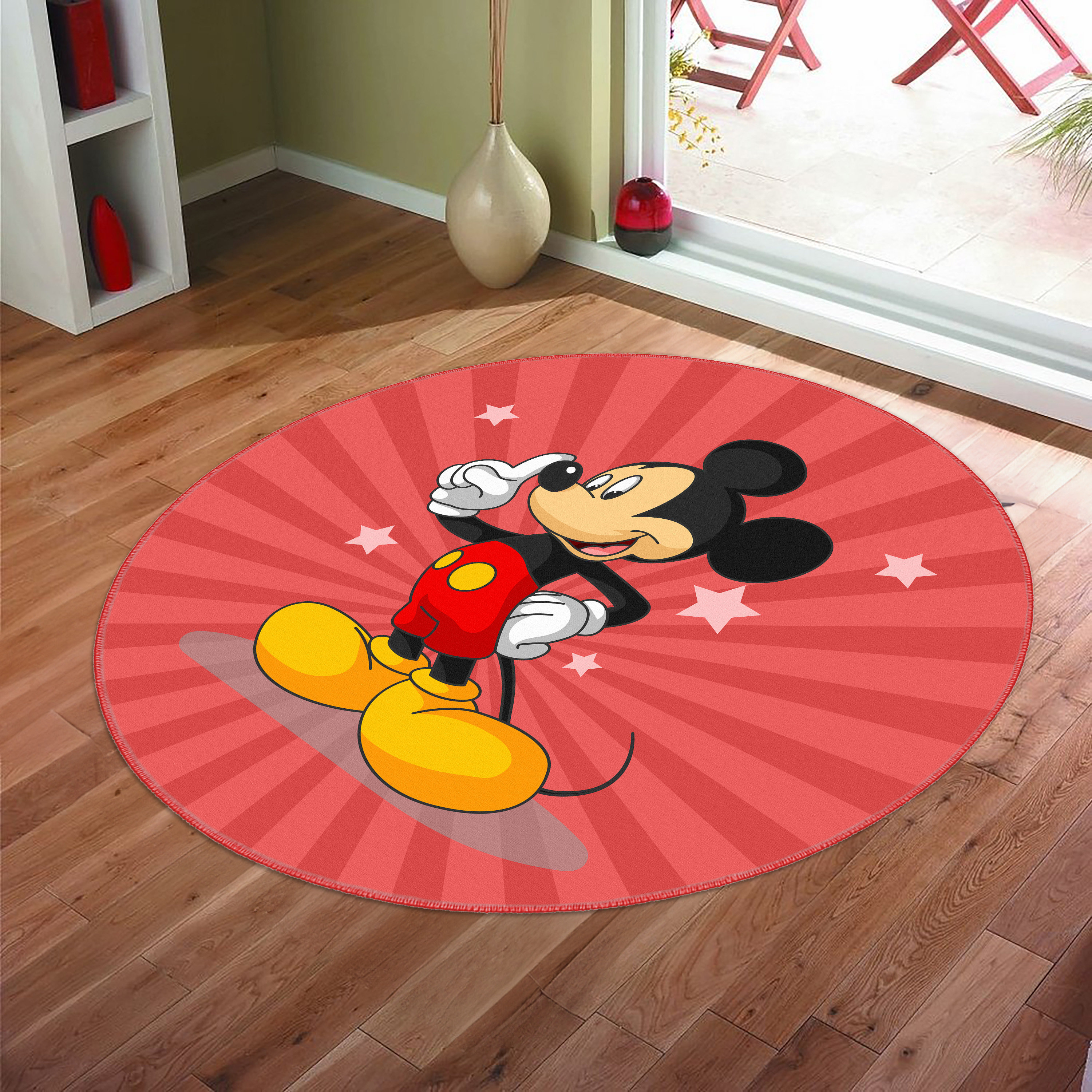 Red Mickey Mouse Rug, Cute Mickey Mouse Rug, Kids Playroom Mats