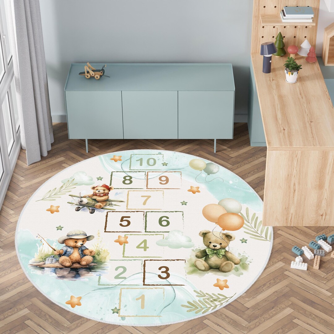 Hopscotch Play Area Rugs, Playroom Activity Non-slip Mat, Kid's Room ...