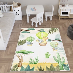Safari-Teppich, Löwe-Babyteppich, Giraffe-Kinderteppich Zebra, Safari-Kinderteppich, Kleinkindteppich, Safari-Thementeppich, Safari-Tiere Kinderteppich