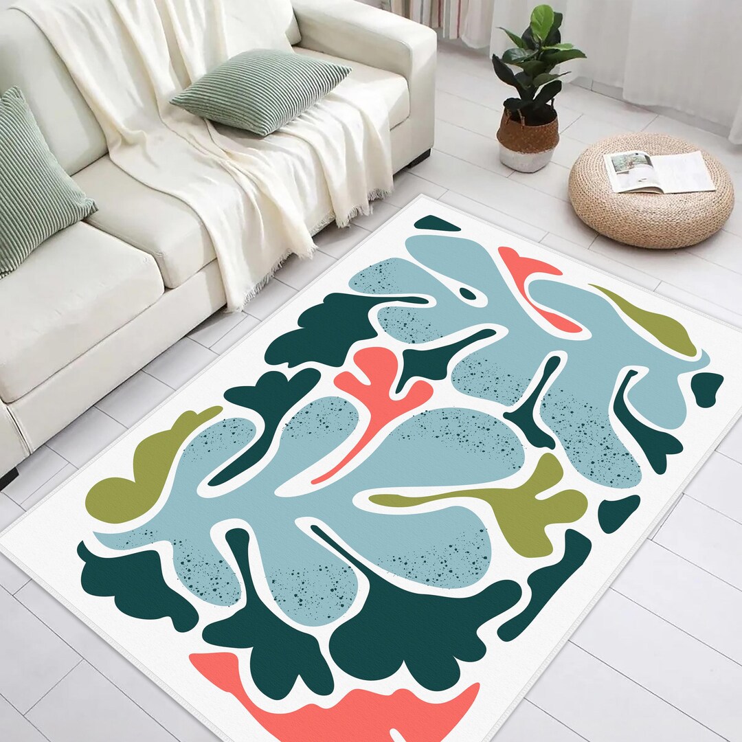Matisse Leaf Accent Rug, Botanical Washable Rug, Floral Aesthetics ...