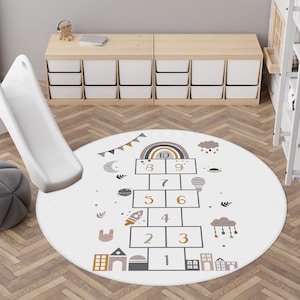 Hopscotch Spielbereich Teppich, rutschfeste Matte für Spielzimmer, Kinderzimmer Spielteppich, pädagogisch wertvolle Spielmatten, Kinderzimmer Teppiche, Schlafzimmerteppich, Hopscotch Teppich